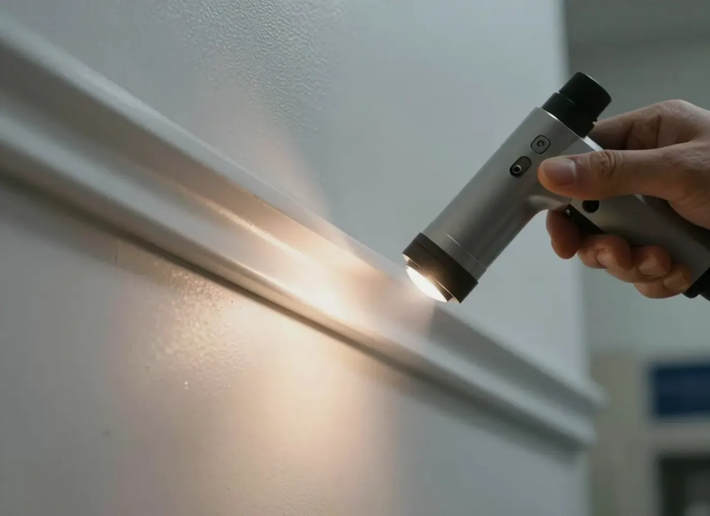 Ritzen werden mit einer UV-Lampe abgesucht